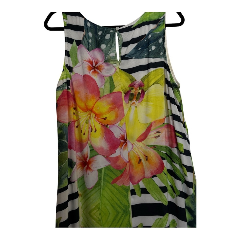 Cartise 16 Tropical Floral Midi Dress Bright Hibiscus Print Sleeveless Summer - Picture 3 of 15